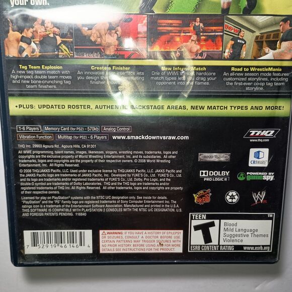 WWE SmackDown vs Raw 2009 PlayStation 2 PS2 CIB Complete Black Label Video Game - Picture 6 of 15